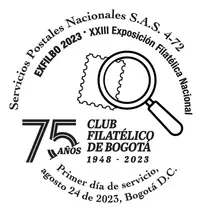 Matasellos Club Filat&eacute;lico de Bogot&aacute; 75 a&ntilde;os