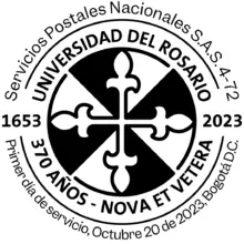Matasellos Universidad del Rosario 370 años 1653-2023