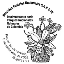 Matasellos 13a serie Parques Nacionales Naturales de Col.