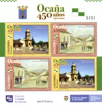 Hoja 4 estampillas Oca&ntilde;a 450 a&ntilde;os