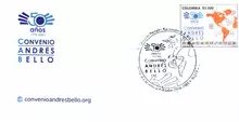 Sobre de primer d&iacute;a Convenio Andr&eacute;s Bello 50 a&ntilde;os