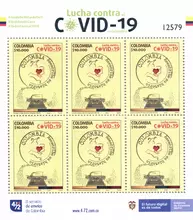 Hoja de 6 estampillas Lucha contra el Covid-19 en Colombia