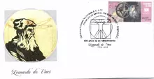 Sobre de primer d&iacute;a Leonardo da Vinci 500 a&ntilde;os de su fallecimiento
