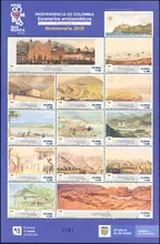 Hoja de 13 estampillas Escenarios Emblem&aacute;ticos 