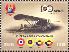 Estampilla Fuerza Aérea Colombiana 100 años 1919-2019