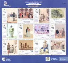 Hoja de 12 estampillas La gente del pa&iacute;s Bicentenario 2019 