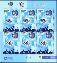 Hoja de 6 estampillas Jorge Bar&oacute;n Televisi&oacute;n 50 a&ntilde;os