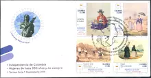 Sobre de primer d&iacute;a #2 Mujeres de hace 200 a&ntilde;os Bicentenario 2019 tercera serie
