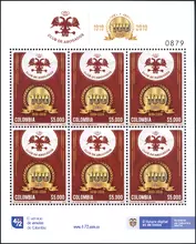 Hoja de 6 estampillas Club de Abogados 100 a&ntilde;os