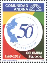 Estampilla Comunidad Andina - CAN 50 a&ntilde;os