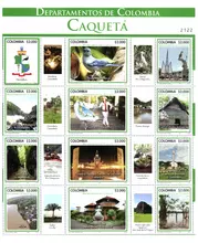 Hoja de 12 estampillas Departamento de Caquet&aacute;