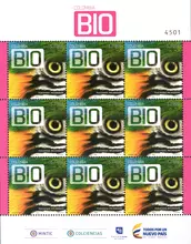 Hoja de 9 estampillas Programa Colombia Bio