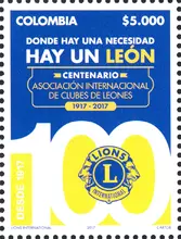 Estampilla Centenario Asociación Internacional de Clubes de Leones
