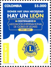 Estampilla Centenario Asociaci&oacute;n Internacional de Clubes de Leones