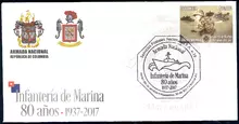Sobre de primer d&iacute;a Infanter&iacute;a de Marina 80 a&ntilde;os