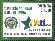 Estampilla Polic&iacute;a Nacional de Colombia 126 a&ntilde;os