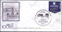 Sobre de primer d&iacute;a Sociedad de Mejoras y Ornato de Bogot&aacute; 100 a&ntilde;os