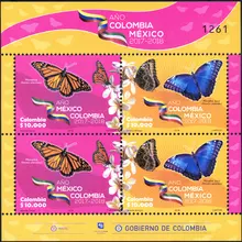 Hoja de 4 estampillas A&ntilde;o Colombia-M&eacute;xico 2017-2018