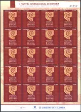 Hoja de 20 estampillas I Festival Internacional de Historia