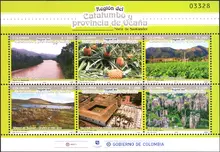 Hoja de 6 estampillas Regi&oacute;n del Catatumbo y Provincia de Oca&ntilde;a