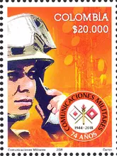 Estampilla Comunicaciones Militares 74 a&ntilde;os