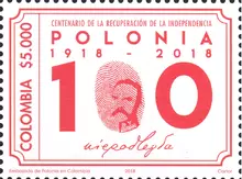 Estampilla Centenario Recuperación Independencia de Polonia