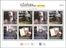 Hoja de 8 estampillas Carlos Gaviria D&iacute;az 1937-2015