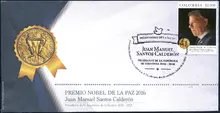 Sobre de primer día Premio Nobel de la Paz 2016 Juan Manuel Santos