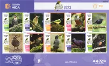 Hoja 10 estampillas Risaralda Bird Festival 2023