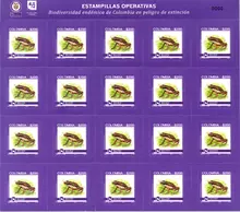 Hoja de 20 estampillas operativas "Biodiversidad en peligro de extinci&oacute;n" $200 COP