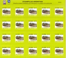 Hoja de 20 estampillas operativas "Biodiversidad en peligro de extinci&oacute;n" $2.000 COP
