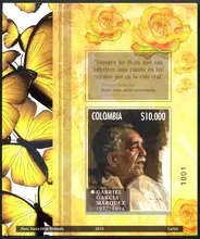 Hoja filat&eacute;lica Gabriel Garc&iacute;a M&aacute;rquez 