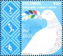 Estampilla Participaci&oacute;n de Colombia en R&iacute;o de Janeiro 2016