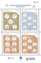 Hoja de estampillas Am&eacute;rica UPAEP 2016 Olimpiadas $2.000 COP