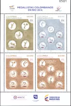 Hoja de estampillas Am&eacute;rica UPAEP 2016 Olimpiadas $10.000 COP