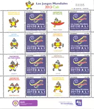 Hoja de estampillas Los Juegos Mundiales 2013 Cali
