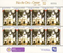 Hoja de estampillas R&iacute;o de Oro - Cesar 355 a&ntilde;os