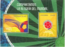 Hoja filat&eacute;lica Colombia rumbo a Brasil 2014
