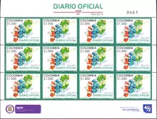 Hoja de estampillas Diario Oficial 150 a&ntilde;os