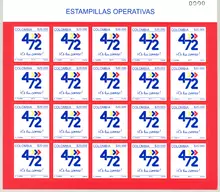 Hoja de estampillas operativas de $20.000 COP