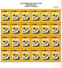 Hoja de estampillas Copa Mundial Sub-20 de la FIFA Colombia 2011