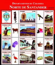 Hoja de estampillas Departamento de Norte de Santander