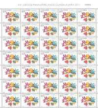 Hoja de estampillas XVI Juegos Panamericanos Guadalajara 2011