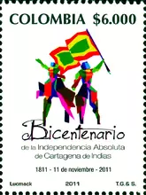 Estampilla Bicentenario Independencia Absoluta de Cartagena de Indias