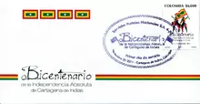 Sobre de primer d&iacute;a Bicentenario Independencia Absoluta de Cartagena de Indias