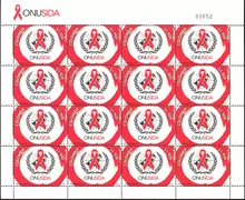 Hoja de estampillas ONU SIDA