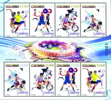 Hoja de estampillas Colombia en Londres