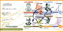 Sobre de primer d&iacute;a Personajes colombianos de todas las &eacute;pocas