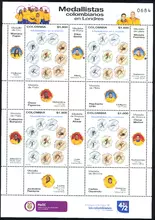 Hoja de estampillas Medallistas colombianos en Londres