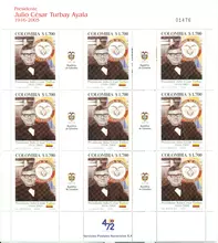 Hoja de estampillas Presidente Julio Cesar Turbay Ayala 1916-2005
